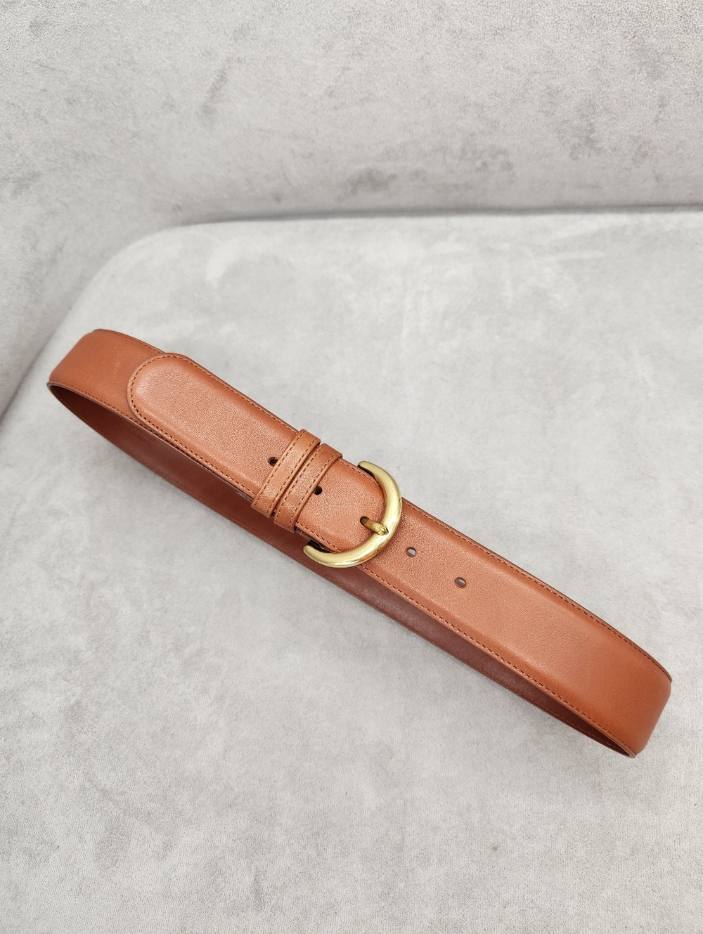 Coach Belt M Brown Cowhide Leather 8500 Solid Brass Golden Tone Buckle Preppy - Picture 5 of 10